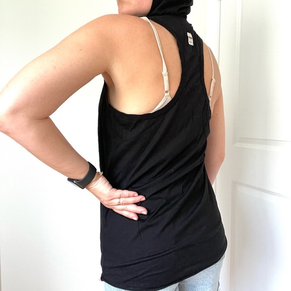 MEETING Draped Front Racer Bach Hooded Tank with Kangaroo Pocket - Picture 4 of 12